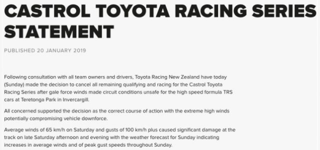TRS: Воскресные квалификации и гонки отменены